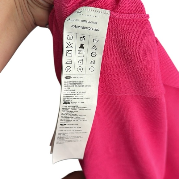 Joseph Ribkoff tunic Rasberry Pink Knitted Sheer Top light weight classy sz xl - Picture 11 of 13